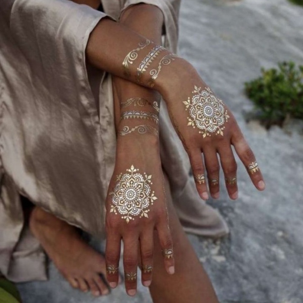 4 Sheets Boho Festival Temporary Metallic Flash Tattoos - Picture 10 of 13